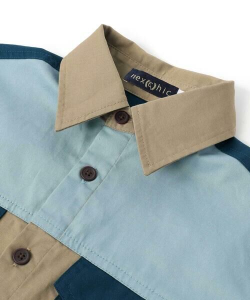 nexchic / ネクシック Tシャツ | 切り替え配色デニム&ツイル半袖シャツ(110~150cm) | 詳細11