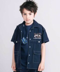 nexchic / ネクシック シャツ・ブラウス | 【接触冷感】【お揃い】ワッシャータフタ半袖シャツ(110~150cm)