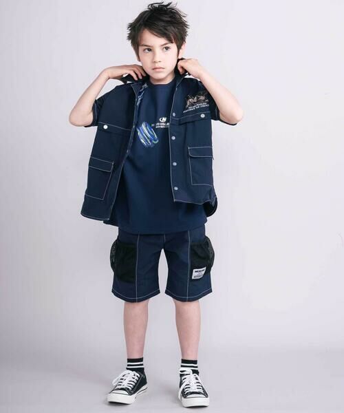 nexchic / ネクシック シャツ・ブラウス | 【接触冷感】【お揃い】ワッシャータフタ半袖シャツ(110~150cm) | 詳細1