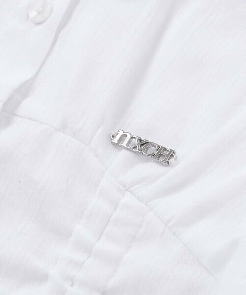 nexchic / ネクシック シャツ・ブラウス | シャーリング切り替えカラミレースストライプシャツ(110~150cm) | 詳細7