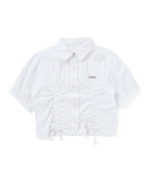 nexchic / ネクシック シャツ・ブラウス | シャーリング切り替えカラミレースストライプシャツ(110~150cm) | 詳細5