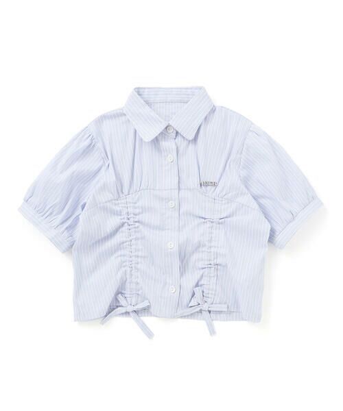 nexchic / ネクシック シャツ・ブラウス | シャーリング切り替えカラミレースストライプシャツ(110~150cm) | 詳細12