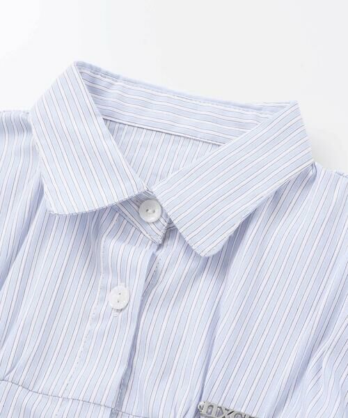 nexchic / ネクシック シャツ・ブラウス | シャーリング切り替えカラミレースストライプシャツ(110~150cm) | 詳細14
