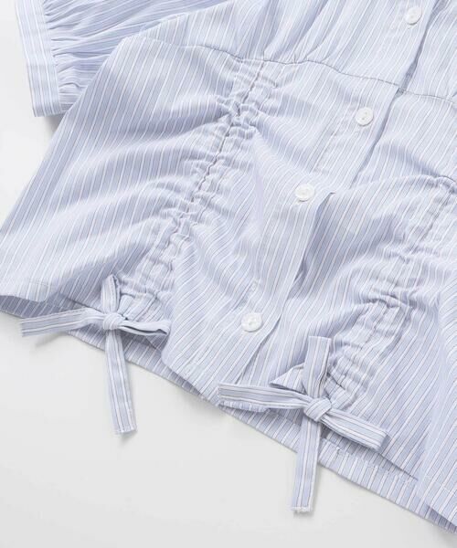 nexchic / ネクシック シャツ・ブラウス | シャーリング切り替えカラミレースストライプシャツ(110~150cm) | 詳細17
