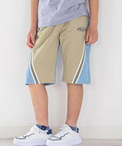 nexchic / ネクシック ショート・ハーフ・半端丈パンツ | ラインテープデニムタフタ切り替え5.5分パンツ(110~150cm)