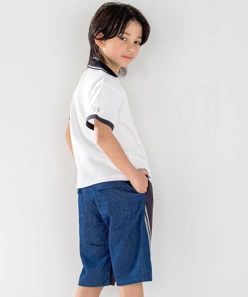 nexchic / ネクシック ショート・ハーフ・半端丈パンツ | ラインテープデニムタフタ切り替え5.5分パンツ(110~150cm) | 詳細3