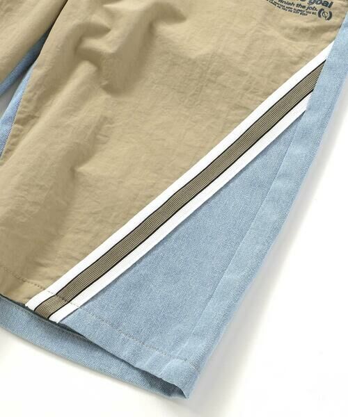 nexchic / ネクシック ショート・ハーフ・半端丈パンツ | ラインテープデニムタフタ切り替え5.5分パンツ(110~150cm) | 詳細13