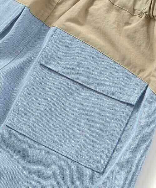 nexchic / ネクシック ショート・ハーフ・半端丈パンツ | ラインテープデニムタフタ切り替え5.5分パンツ(110~150cm) | 詳細15