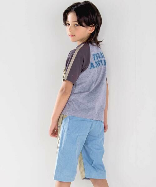 nexchic / ネクシック ショート・ハーフ・半端丈パンツ | ラインテープデニムタフタ切り替え5.5分パンツ(110~150cm) | 詳細6