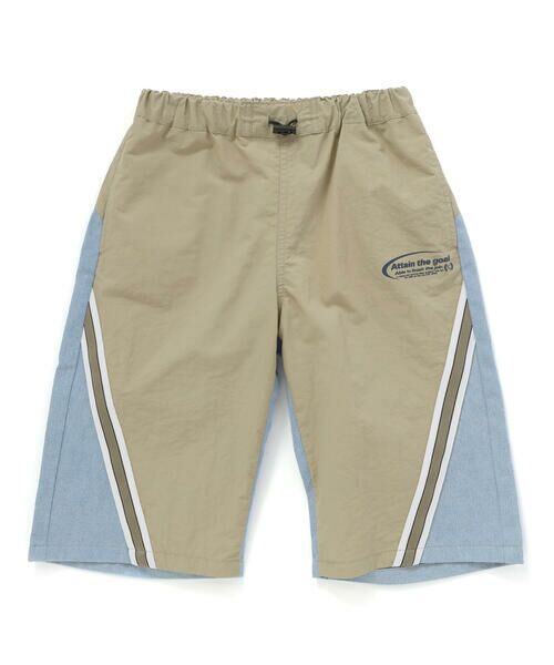 nexchic / ネクシック ショート・ハーフ・半端丈パンツ | ラインテープデニムタフタ切り替え5.5分パンツ(110~150cm) | 詳細8