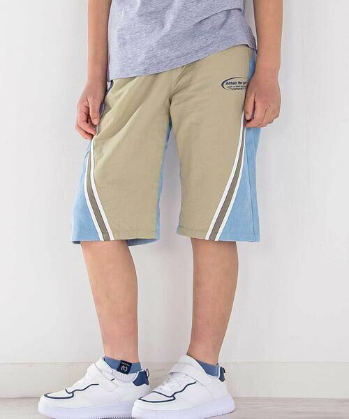 nexchic/ネクシック ラインテープデニムタフタ切り替え5.5分パンツ(110~150cm) ベージュ 110cm