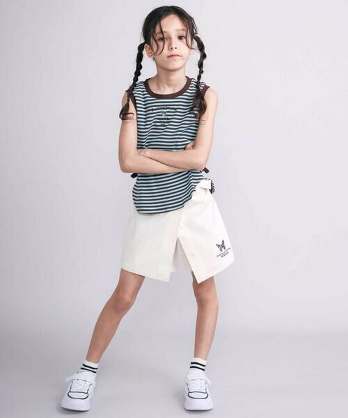 nexchic / ネクシック ミニ・ひざ丈スカート | デニムツイル巻スカート風スカパン(110~150cm) | 詳細1