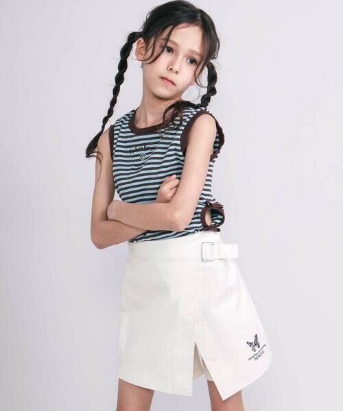 nexchic / ネクシック ミニ・ひざ丈スカート | デニムツイル巻スカート風スカパン(110~150cm) | 詳細2