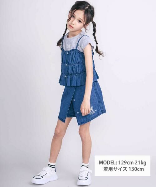 nexchic / ネクシック ミニ・ひざ丈スカート | デニムツイル巻スカート風スカパン(110~150cm) | 詳細5