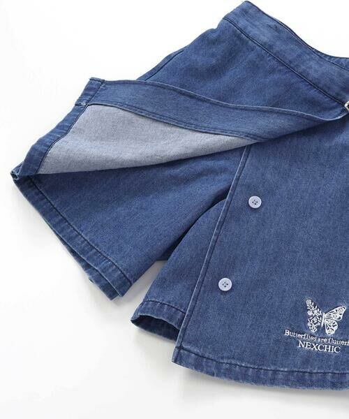 nexchic / ネクシック ミニ・ひざ丈スカート | デニムツイル巻スカート風スカパン(110~150cm) | 詳細14