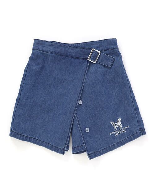 nexchic / ネクシック ミニ・ひざ丈スカート | デニムツイル巻スカート風スカパン(110~150cm) | 詳細8