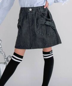 nexchic / ネクシック ミニ・ひざ丈スカート | ビッグリボンデニムスカート(110~150cm)