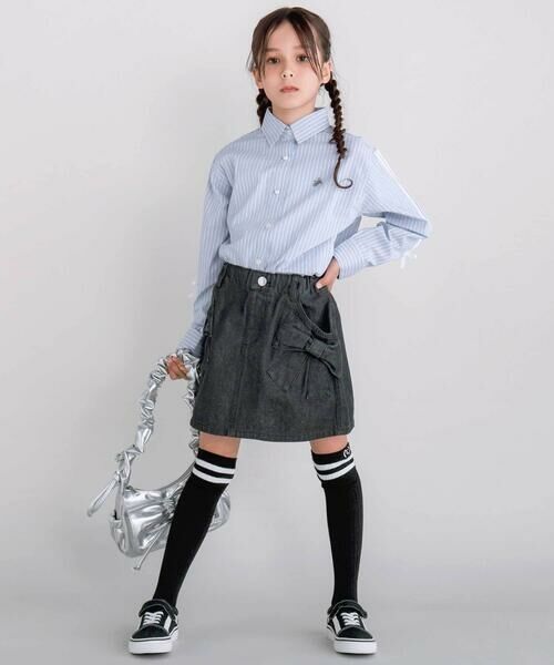 nexchic / ネクシック ミニ・ひざ丈スカート | ビッグリボンデニムスカート(110~150cm) | 詳細1