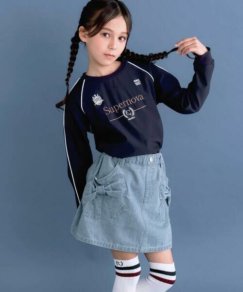 nexchic / ネクシック ミニ・ひざ丈スカート | ビッグリボンデニムスカート(110~150cm) | 詳細5