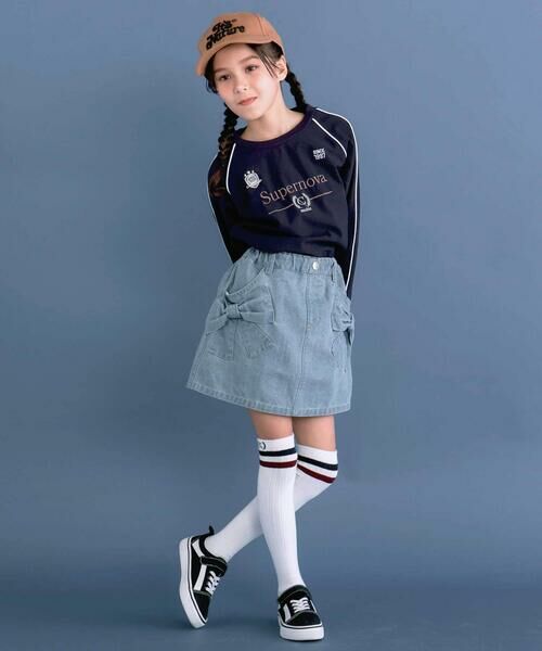 nexchic / ネクシック ミニ・ひざ丈スカート | ビッグリボンデニムスカート(110~150cm) | 詳細6