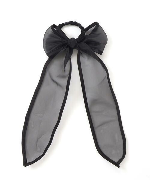 nexchic / ネクシック アクセサリー | パールビーズ リボン 花モチーフ付きヘアゴム(BIGリボンブラック)