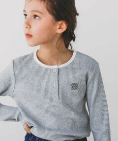 nexchic / ネクシック Tシャツ | 細テレコフロントボタンロングTシャツ(110~150cm)