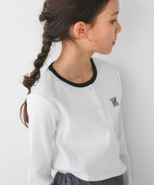 nexchic / ネクシック Tシャツ | 細テレコフロントボタンロングTシャツ(110~150cm) | 詳細2