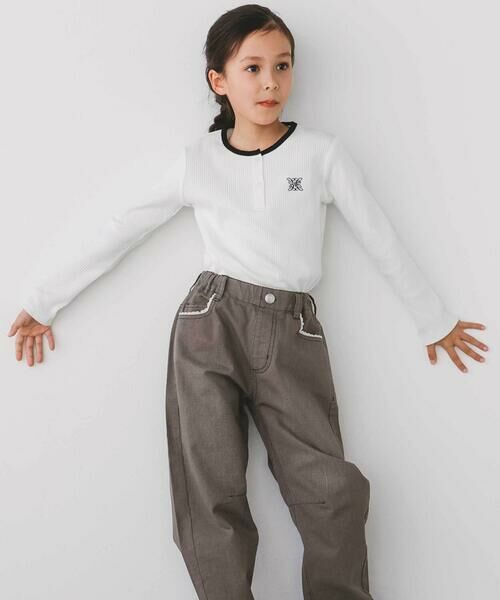 nexchic / ネクシック Tシャツ | 細テレコフロントボタンロングTシャツ(110~150cm) | 詳細4