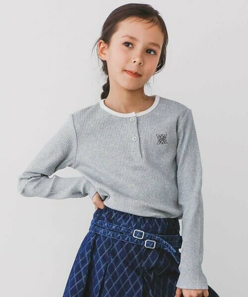 nexchic / ネクシック Tシャツ | 細テレコフロントボタンロングTシャツ(110~150cm) | 詳細9