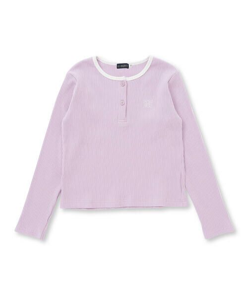 nexchic / ネクシック Tシャツ | 細テレコフロントボタンロングTシャツ(110~150cm)(パープル)