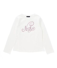 nexchic / ネクシック Tシャツ | ラインストーン切り替え天竺長袖Tシャツ(110~150cm)