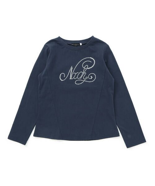 nexchic / ネクシック Tシャツ | ラインストーン切り替え天竺長袖Tシャツ(110~150cm) | 詳細4