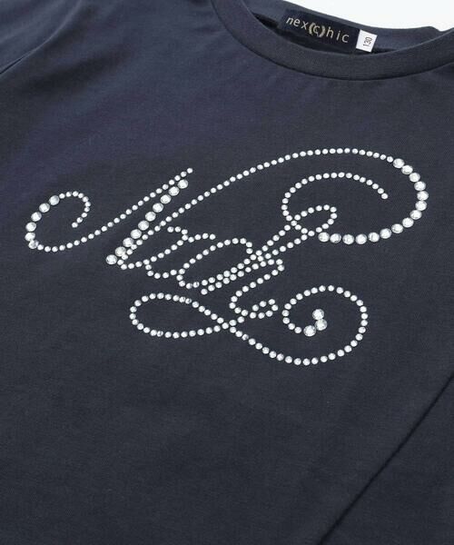 nexchic / ネクシック Tシャツ | ラインストーン切り替え天竺長袖Tシャツ(110~150cm) | 詳細7