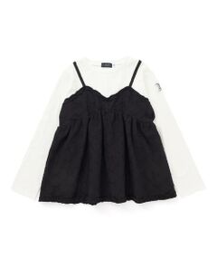 nexchic / ネクシック Tシャツ | レースビスチェドッキング天竺長袖Tシャツ(110~150cm)