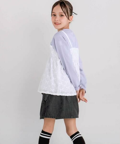 nexchic / ネクシック Tシャツ | レースビスチェドッキング天竺長袖Tシャツ(110~150cm) | 詳細2