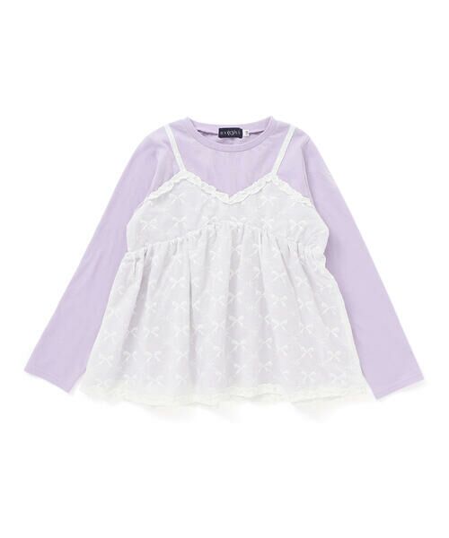 nexchic / ネクシック Tシャツ | レースビスチェドッキング天竺長袖Tシャツ(110~150cm) | 詳細5