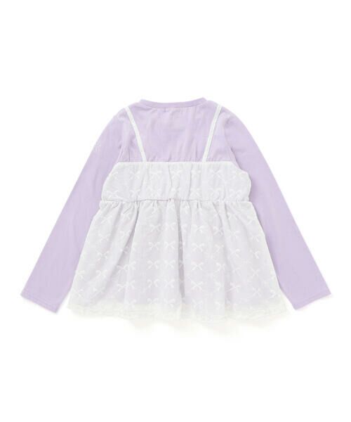 nexchic / ネクシック Tシャツ | レースビスチェドッキング天竺長袖Tシャツ(110~150cm) | 詳細6