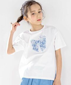 nexchic / ネクシック Tシャツ | アシメトリーBIGリボンプリント天竺半袖Tシャツ(110~150cm)