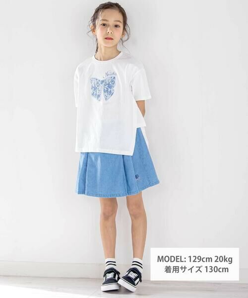 nexchic / ネクシック Tシャツ | アシメトリーBIGリボンプリント天竺半袖Tシャツ(110~150cm) | 詳細1