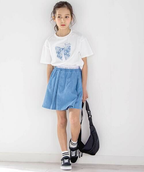 nexchic / ネクシック Tシャツ | アシメトリーBIGリボンプリント天竺半袖Tシャツ(110~150cm) | 詳細3