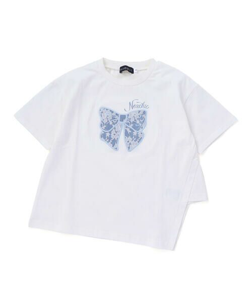 nexchic / ネクシック Tシャツ | アシメトリーBIGリボンプリント天竺半袖Tシャツ(110~150cm) | 詳細4