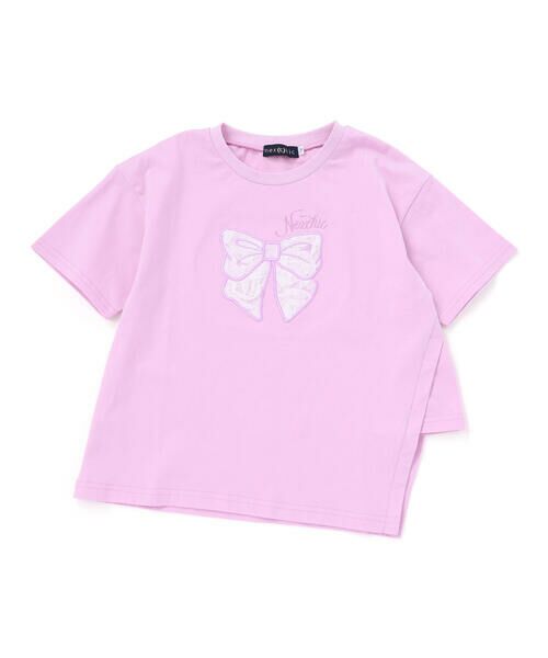 nexchic / ネクシック Tシャツ | アシメトリーBIGリボンプリント天竺半袖Tシャツ(110~150cm) | 詳細11