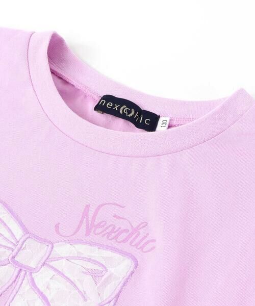 nexchic / ネクシック Tシャツ | アシメトリーBIGリボンプリント天竺半袖Tシャツ(110~150cm) | 詳細13