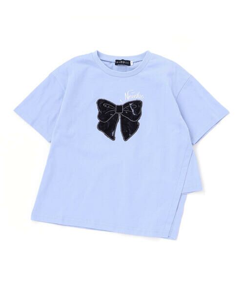 nexchic/ネクシック アシメトリーBIGリボンプリント天竺半袖Tシャツ(110~150cm) ブルー 110cm nexchic/ネクシック アシメトリーBIGリボンプリント天竺半袖Tシャツ(110~150cm) ブルー 110cm