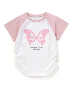 nexchic / ネクシック Tシャツ | サイドシャーリングラグラン天竺半袖Tシャツ(110~150cm)