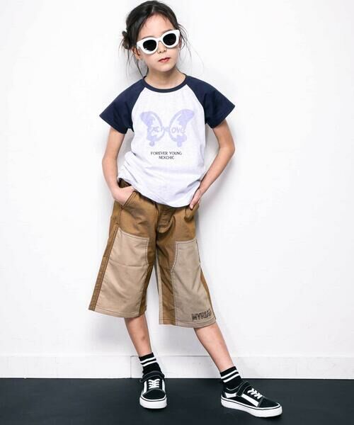 nexchic / ネクシック Tシャツ | サイドシャーリングラグラン天竺半袖Tシャツ(110~150cm) | 詳細2