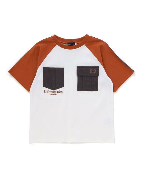 nexchic/ネクシック ラインスリーブラグラン天竺Tシャツ(110~150cm) ホワイト 130cm nexchic/ネクシック ラインスリーブラグラン天竺Tシャツ(110~150cm) ホワイト 130cm