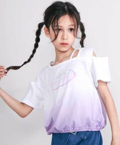 nexchic / ネクシック Tシャツ | 【接触冷感】ワンショルダーグラデーション天竺半袖Tシャツ(110~150cm)