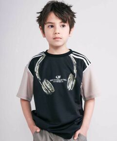nexchic / ネクシック Tシャツ | 【接触冷感】ヘッドフォンプリントドライメッシュ半袖Tシャツ(110~150cm)