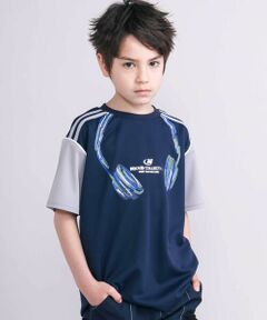 nexchic / ネクシック Tシャツ | 【接触冷感】ヘッドフォンプリントドライメッシュ半袖Tシャツ(110~150cm)